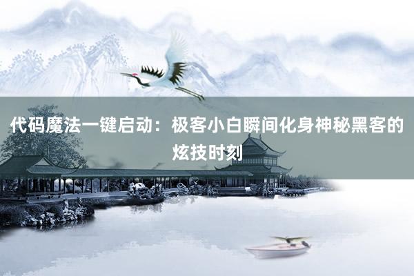 代码魔法一键启动：极客小白瞬间化身神秘黑客的炫技时刻