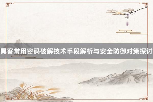 黑客常用密码破解技术手段解析与安全防御对策探讨