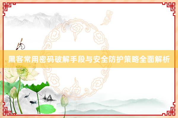 黑客常用密码破解手段与安全防护策略全面解析