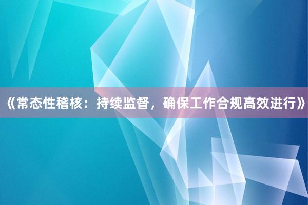 《常态性稽核：持续监督，确保工作合规高效进行》